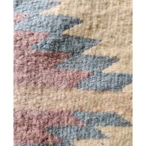 Vtg Estate Mexican Rug Wool 1970's Pastels 39"x19" Fringed Hand Woven Wall Decor